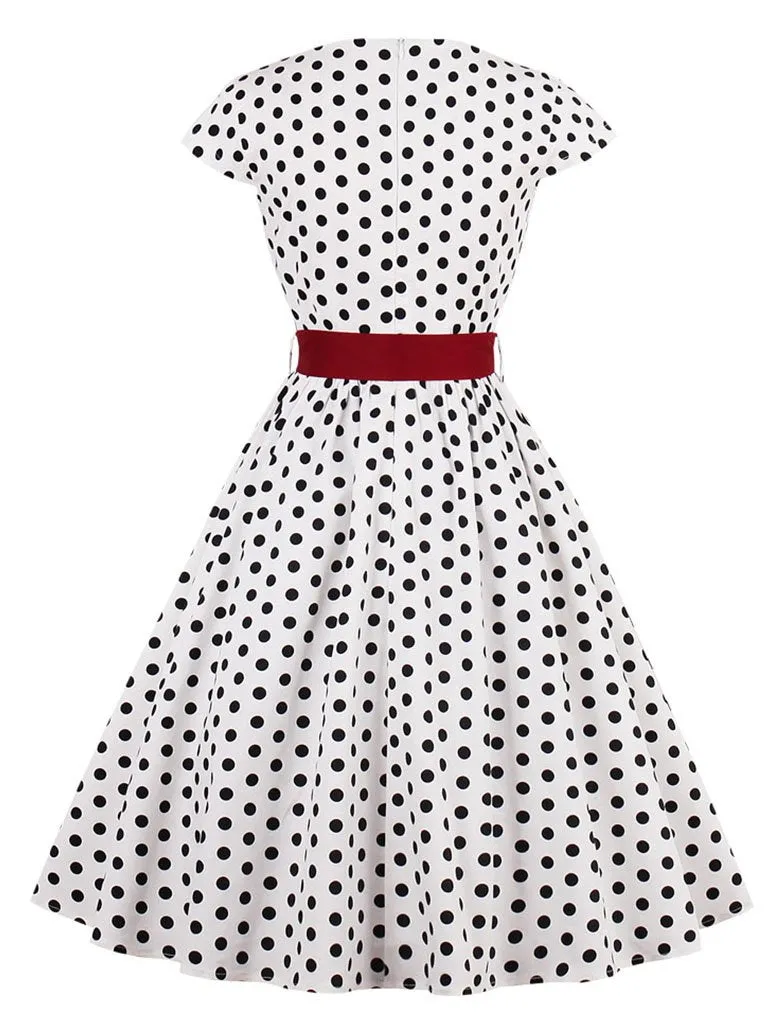 1950s Polka Dot With Belt Vintage Dress