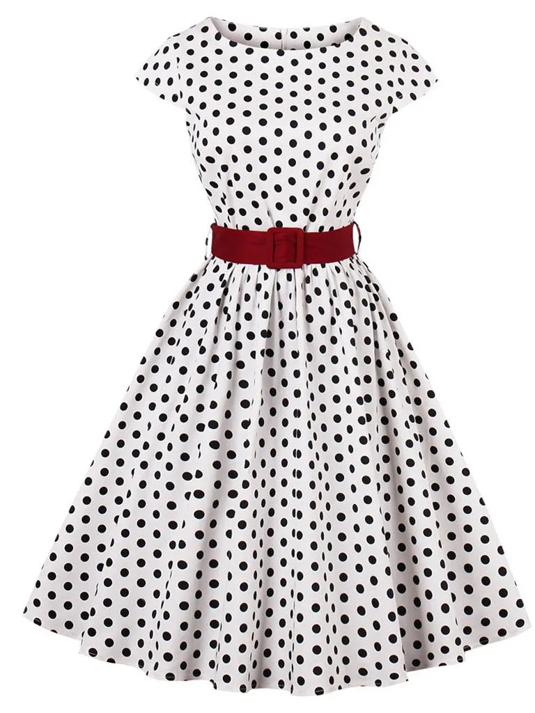 1950s Polka Dot With Belt Vintage Dress