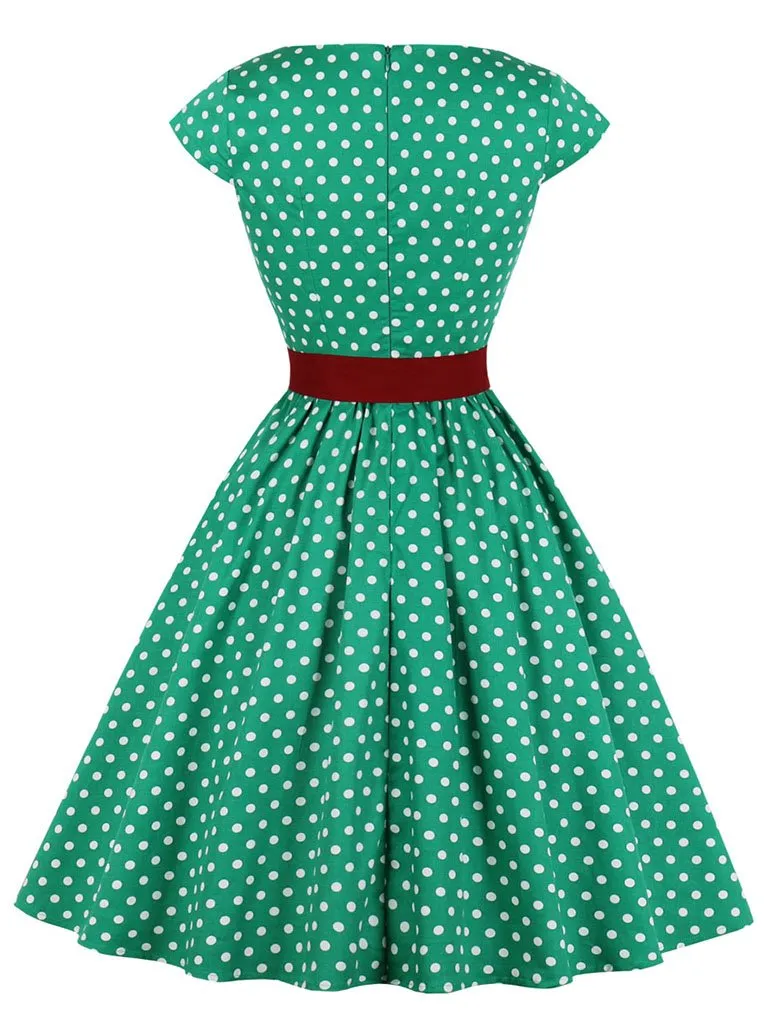 1950s Polka Dot With Belt Vintage Dress