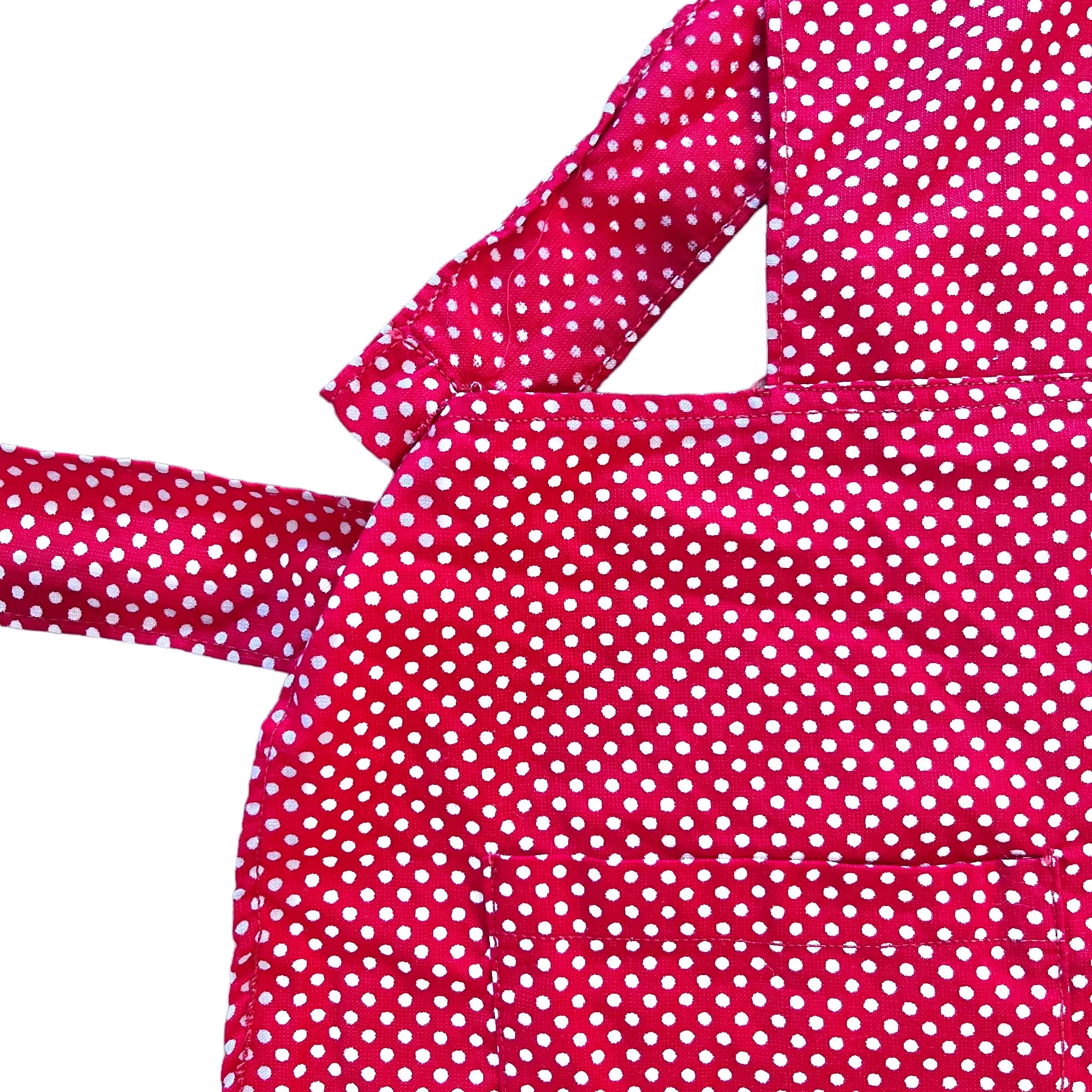 1960s Red  Polka Dot Apron 6-8Y