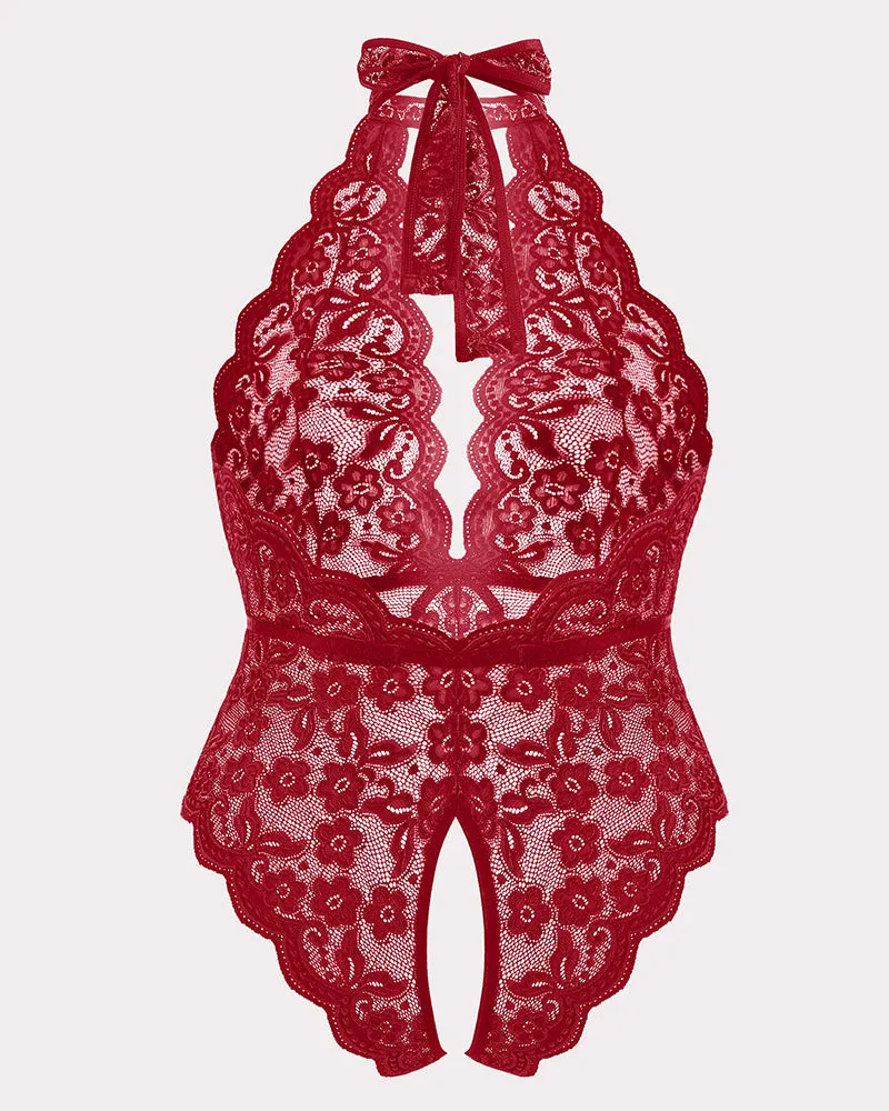 2 Packs Plus Size Lingerie Lace Halter Teddy