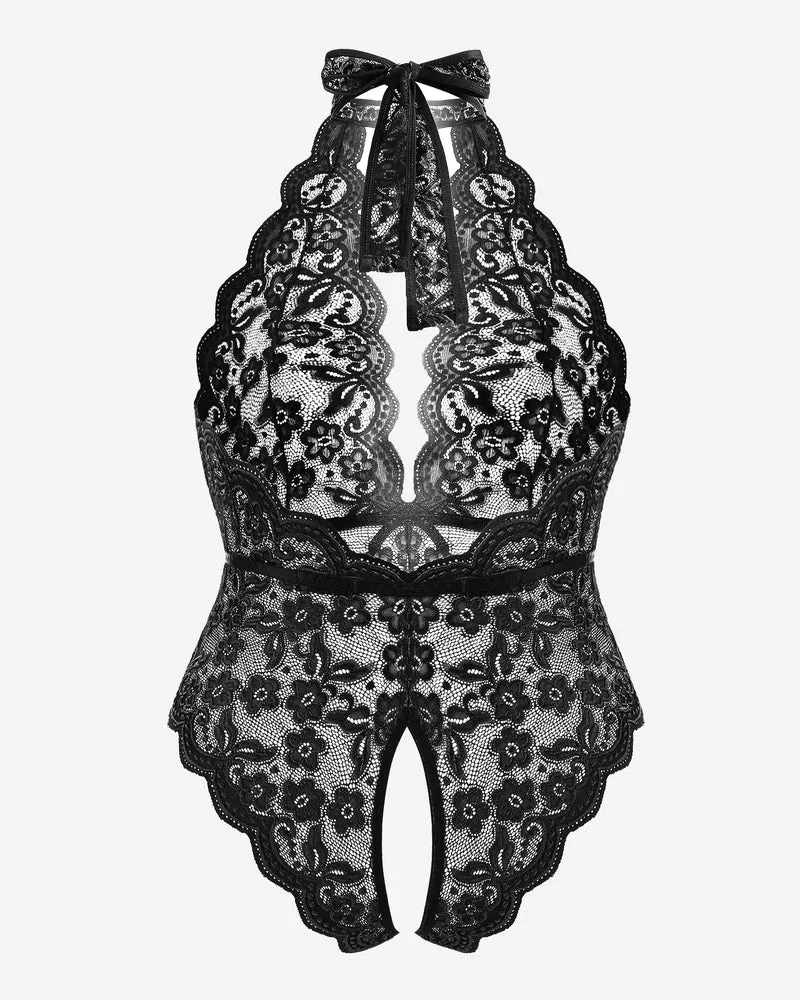 2 Packs Plus Size Lingerie Lace Halter Teddy