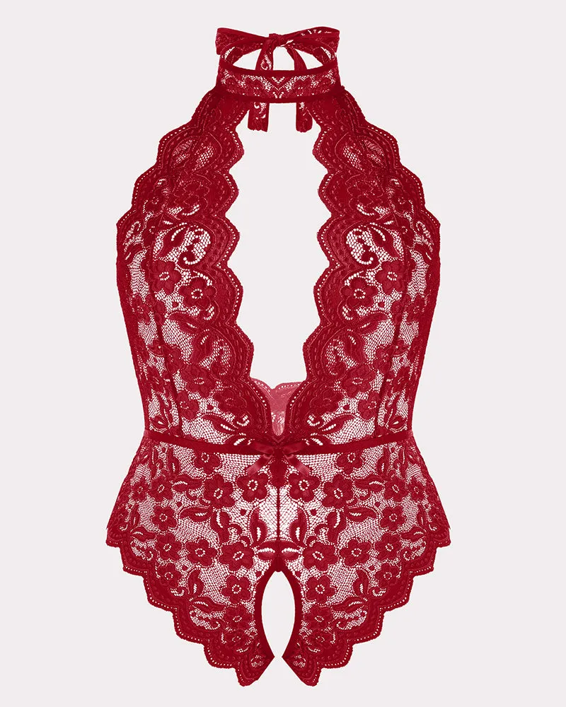 2 Packs Plus Size Lingerie Lace Halter Teddy