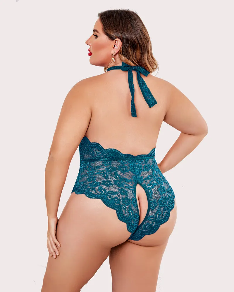 2 Packs Plus Size Lingerie Lace Halter Teddy