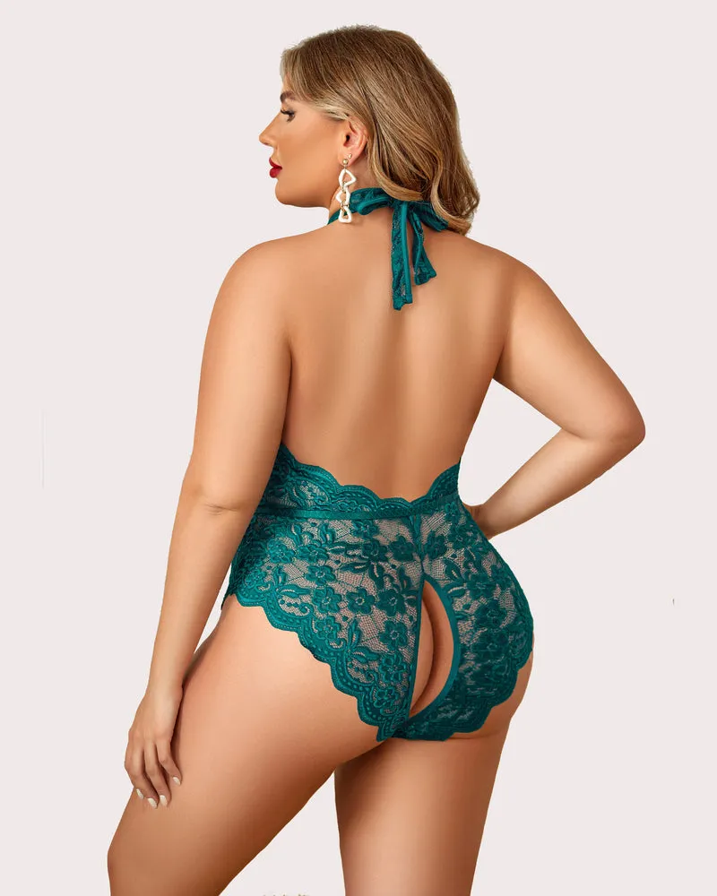 2 Packs Plus Size Lingerie Lace Halter Teddy