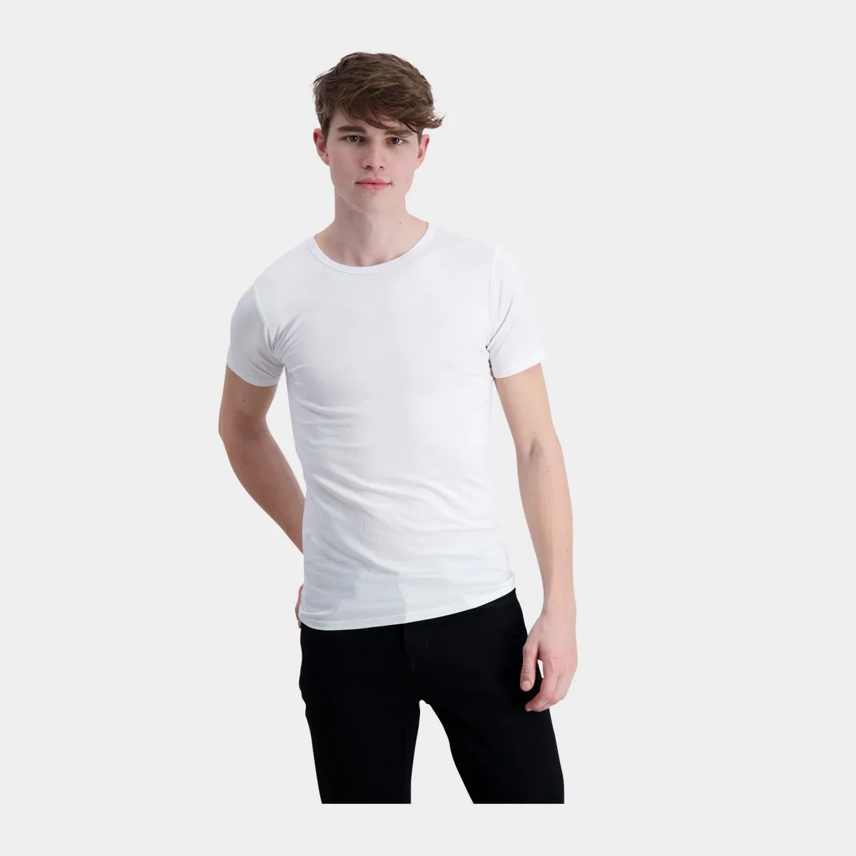 2 pak hvide slim fit T-shirts i bambusviskose