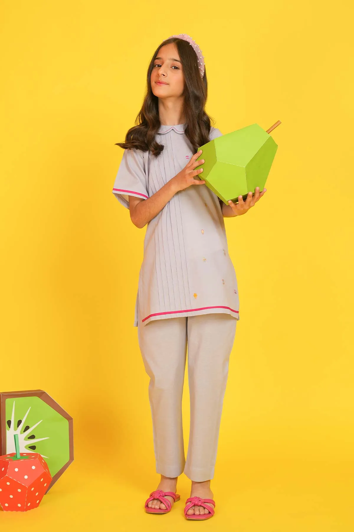 2 Pc Embroidered Cambric Suit