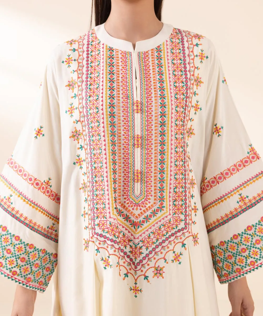 2 Piece - Embroidered Cambric Suit