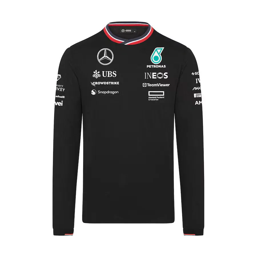 2024 Mercedes AMG Petronas Formula 1 Team Official Long-Sleeved Driver T-Shirt - Black