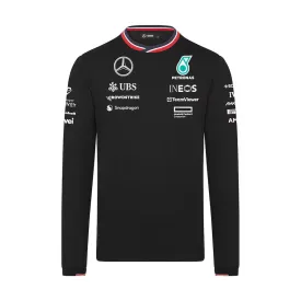 2024 Mercedes AMG Petronas Formula 1 Team Official Long-Sleeved Driver T-Shirt - Black