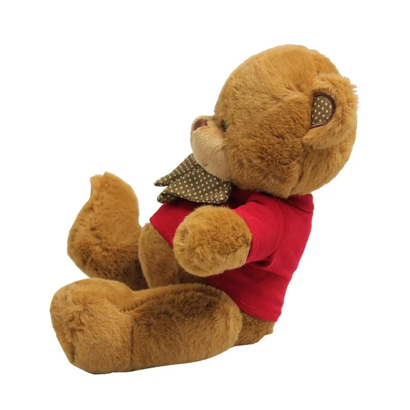 20cm Teddy Bear Plush Toy With Polka Dot Bow