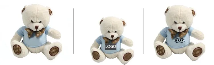 20cm Teddy Bear Plush Toy With Polka Dot Bow