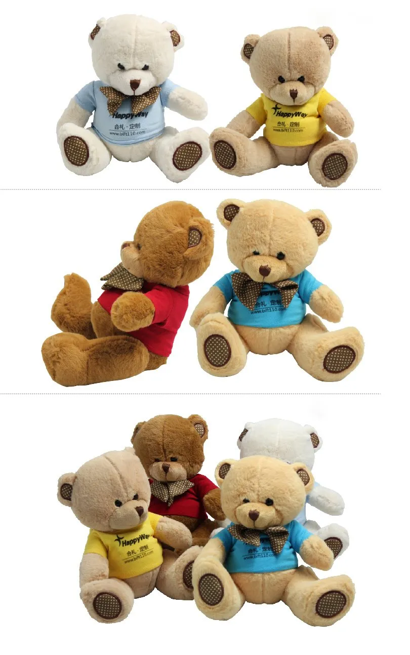 20cm Teddy Bear Plush Toy With Polka Dot Bow