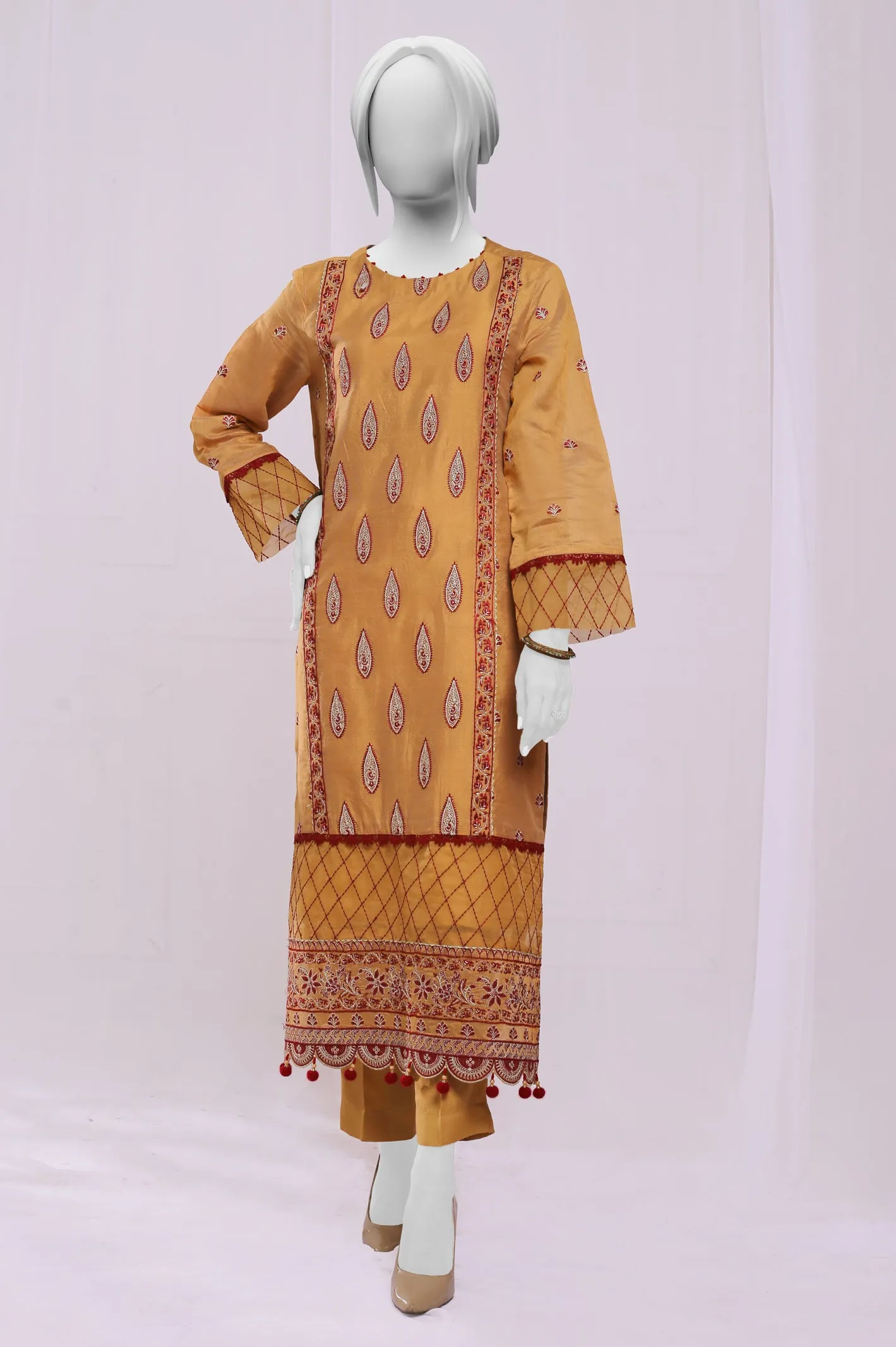 2PC Unstitched Embroidered
