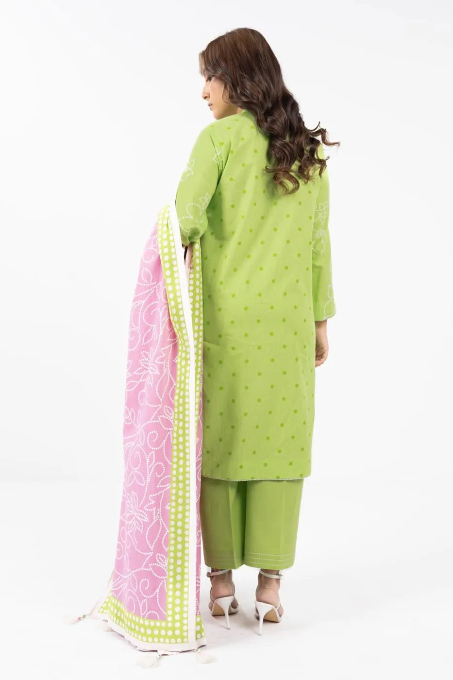 3 Piece Embroidered Cambric Suit with Lawn Dupatta