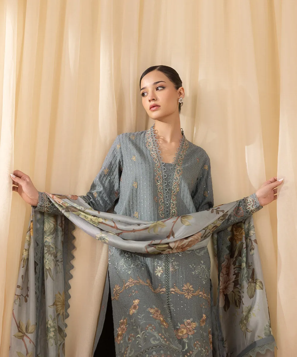3 Piece -  Embroidered Cambric Suit