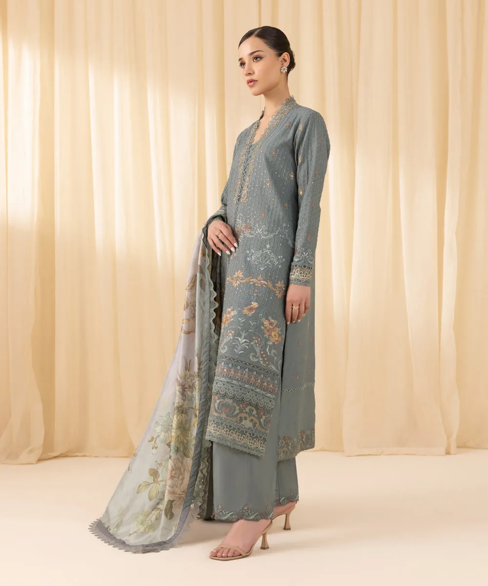 3 Piece -  Embroidered Cambric Suit
