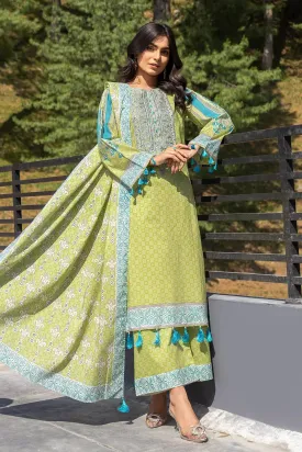 3PC Embroidered Unstitched Lawn Suit KL-2730