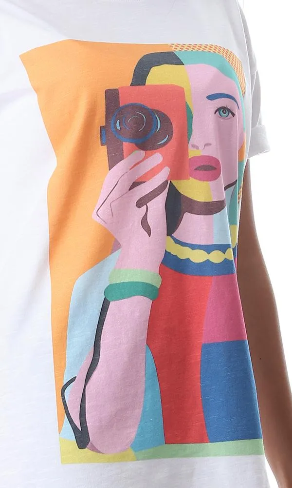 54509 Cool Girl Graphic Print White T-Shirt