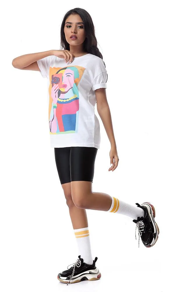 54509 Cool Girl Graphic Print White T-Shirt