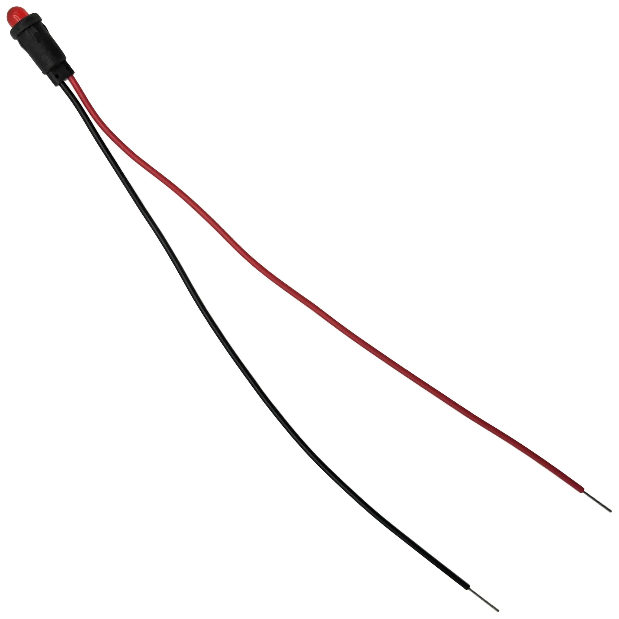 5mm Red Diffused LED Panel Indicator, 2V 30mA, 6-inch Wire Leads