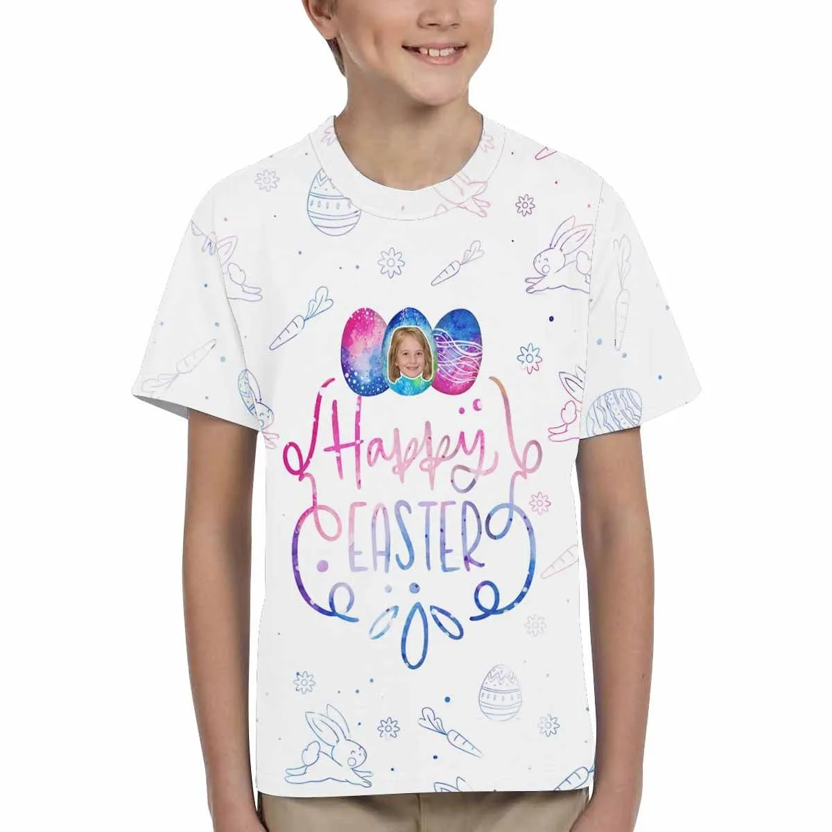 #6-15Y Custom Face Colorful Easter Kid's All Over Print T-shirt