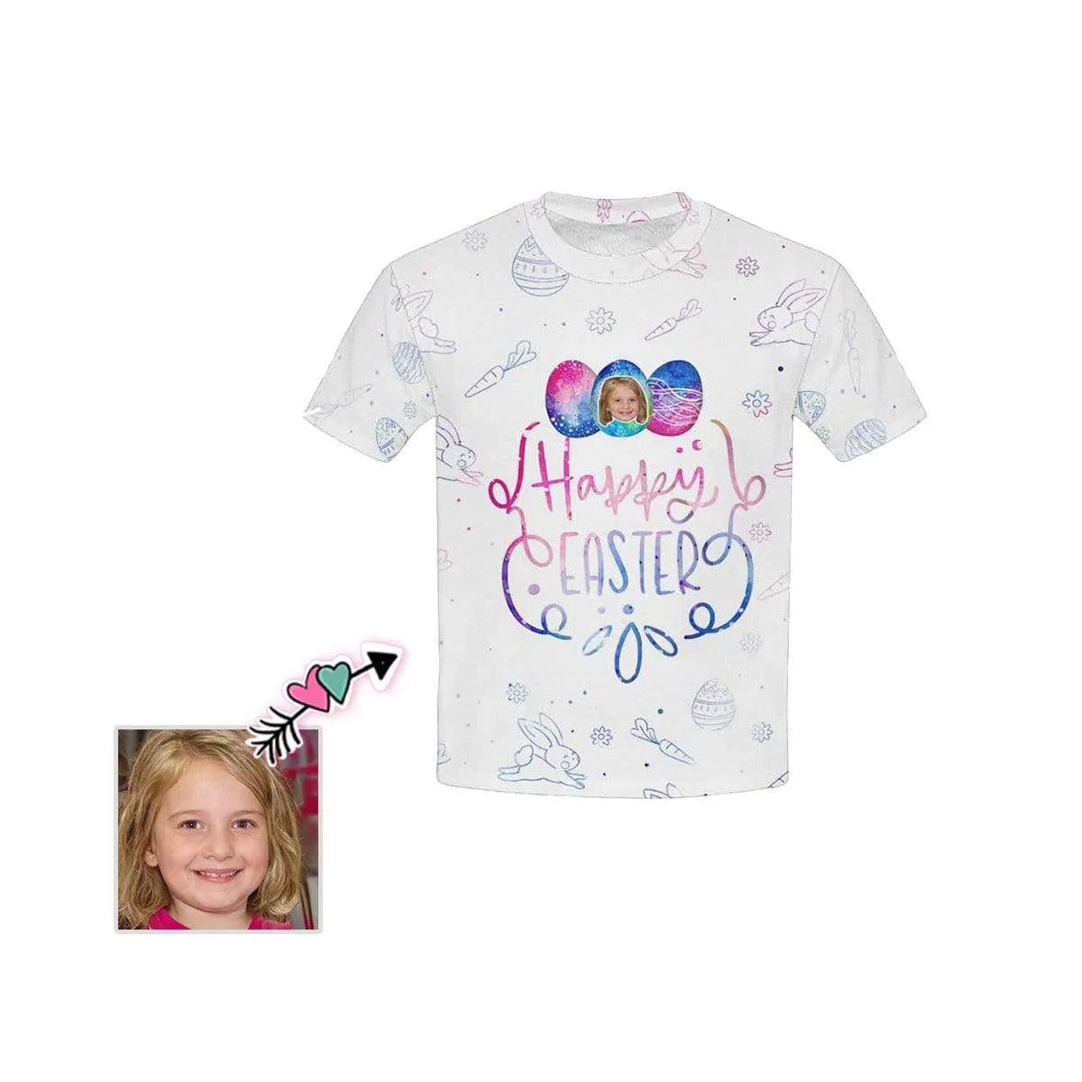 #6-15Y Custom Face Colorful Easter Kid's All Over Print T-shirt