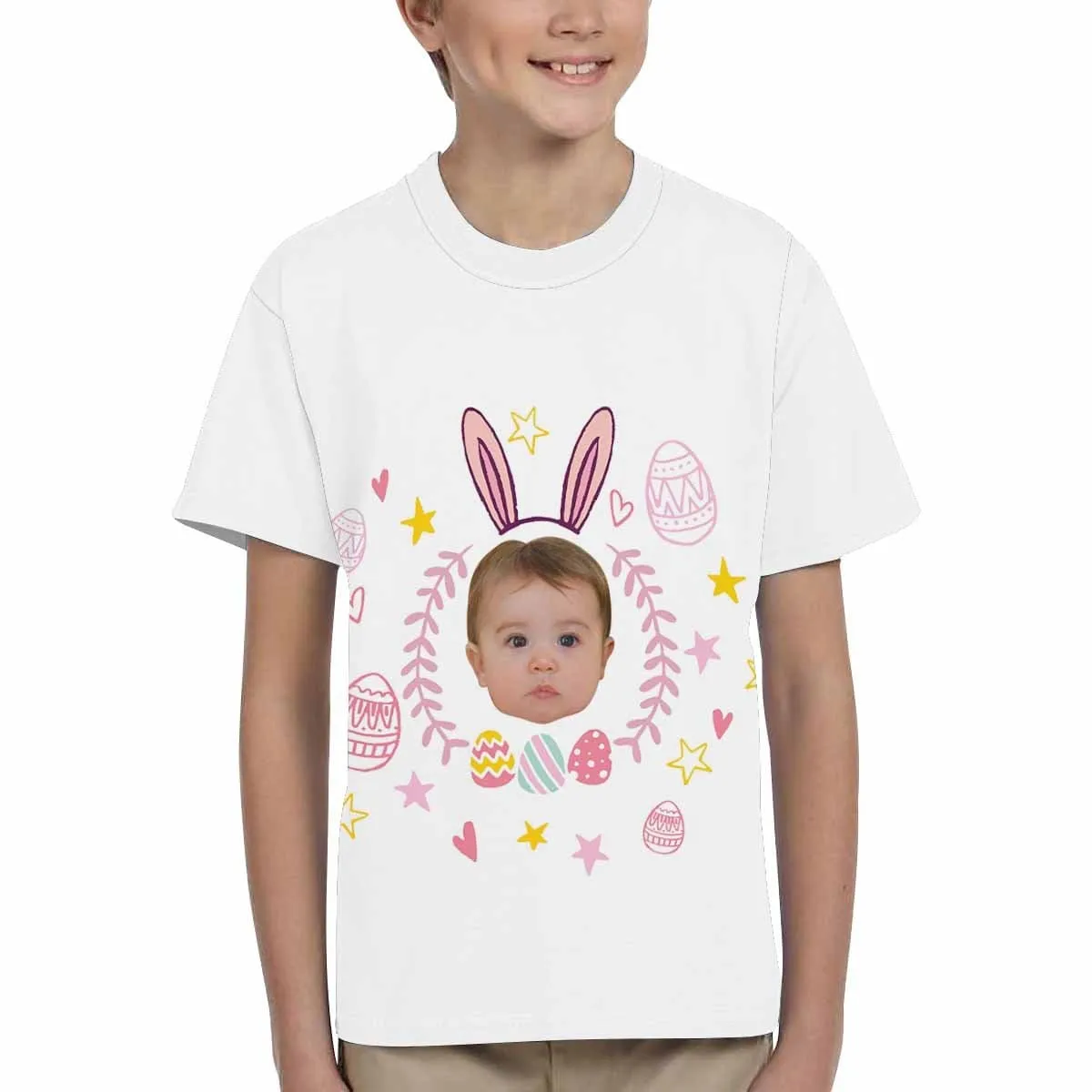#6-15Y Custom Face Easter Baby Rabbit Kid's All Over Print T-shirt