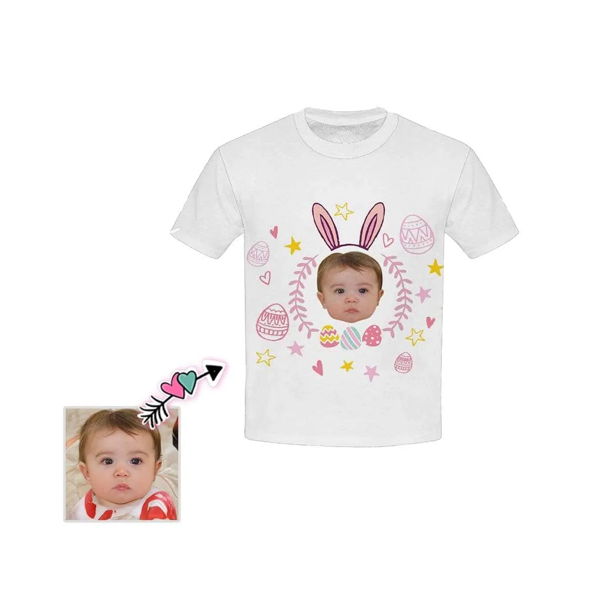 #6-15Y Custom Face Easter Baby Rabbit Kid's All Over Print T-shirt