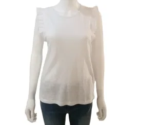 84276238 Ruffled Sleeve T-Shirt -  White
