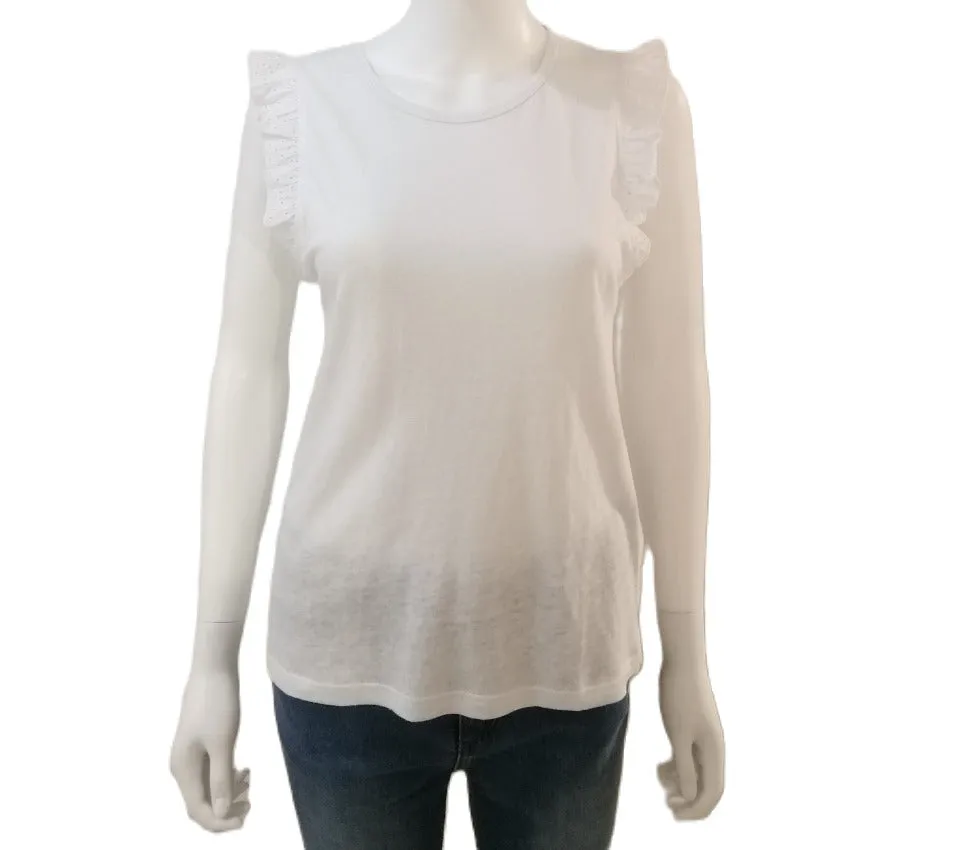 84276238 Ruffled Sleeve T-Shirt -  White