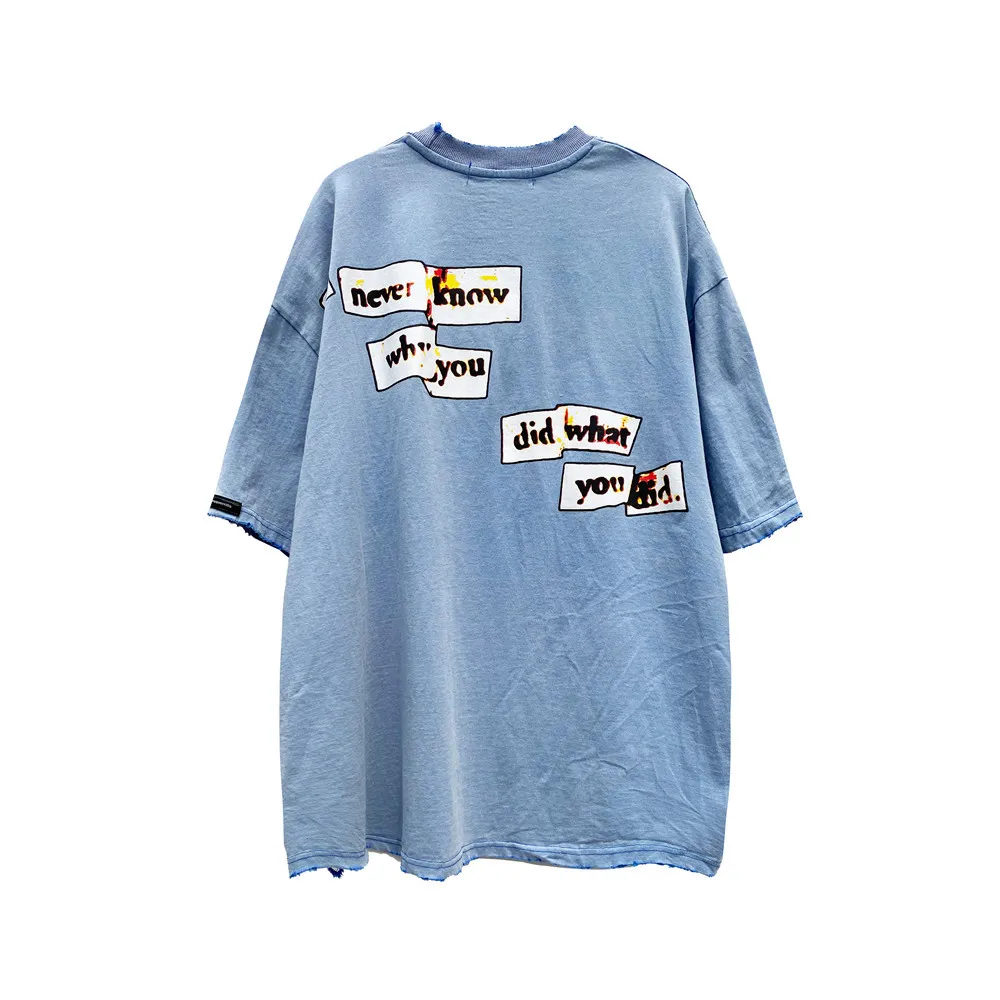 Abstract Silhouette Graphic Washed T-Shirt