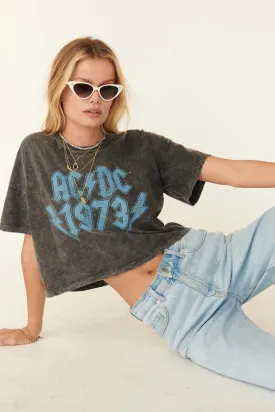 AC/DC 1973 Vintage-Wash Cropped Graphic Tee