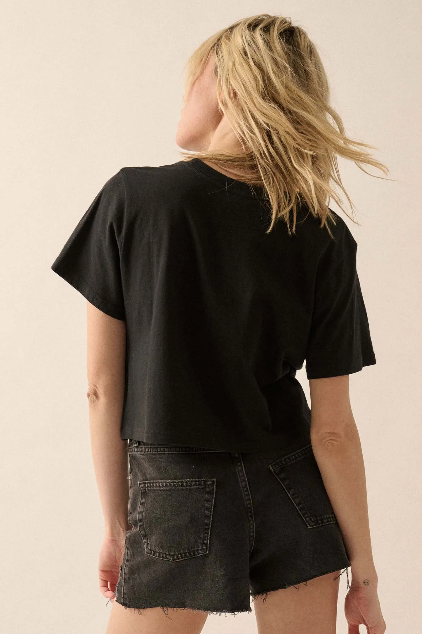 AC/DC Vintage Logo Cropped Graphic Tee