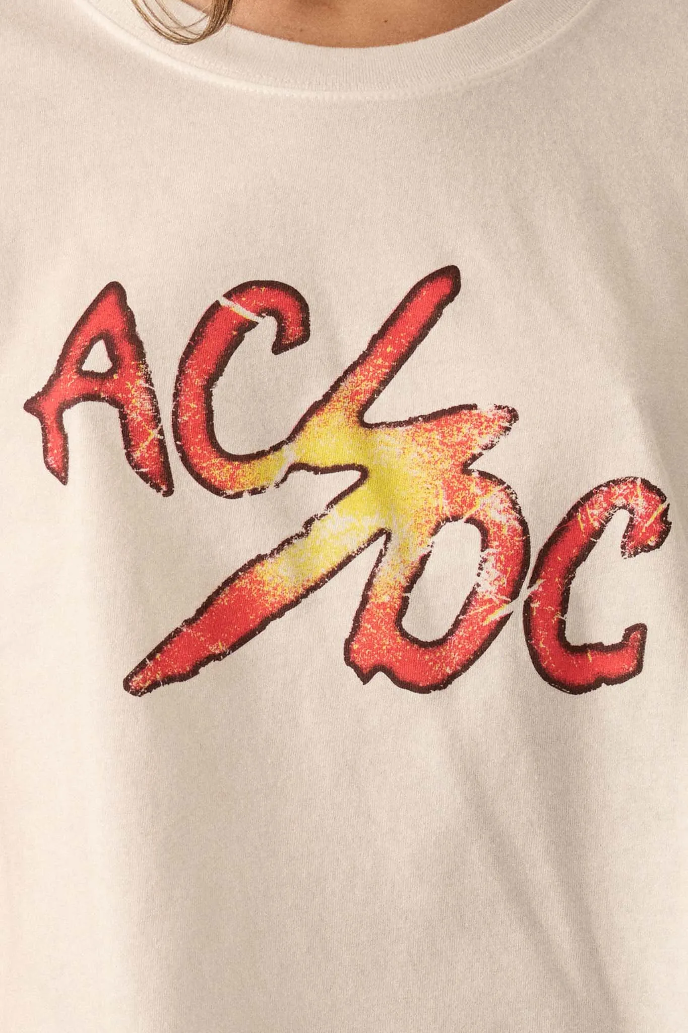 AC/DC Vintage Logo Cropped Graphic Tee