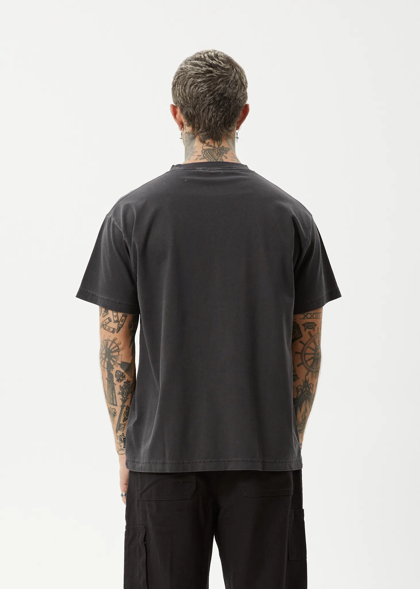 AFENDS Mens Return - Boxy T-Shirt - Stone Black