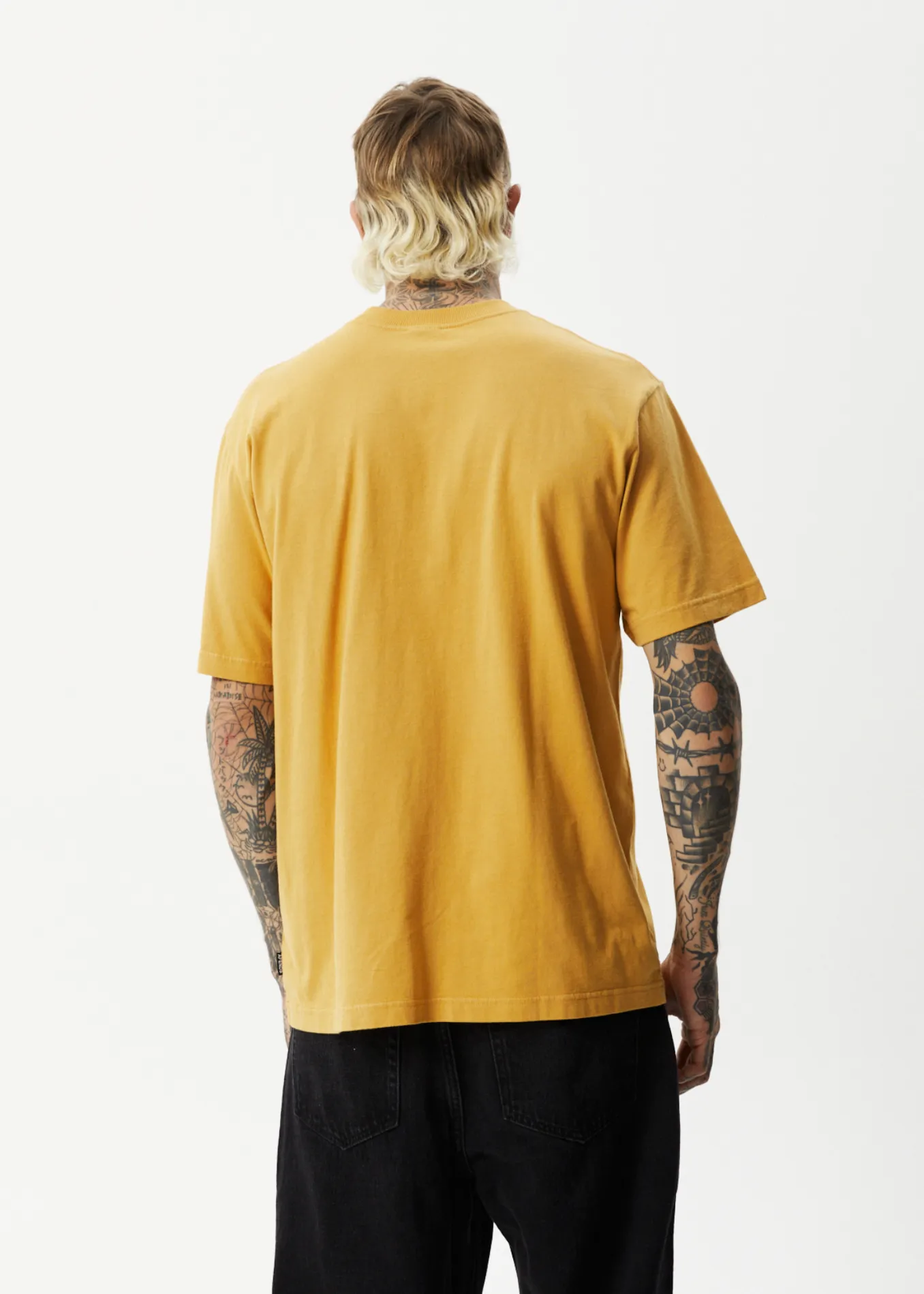 AFENDS Mens Universal - Retro Graphic T-Shirt - Mustard