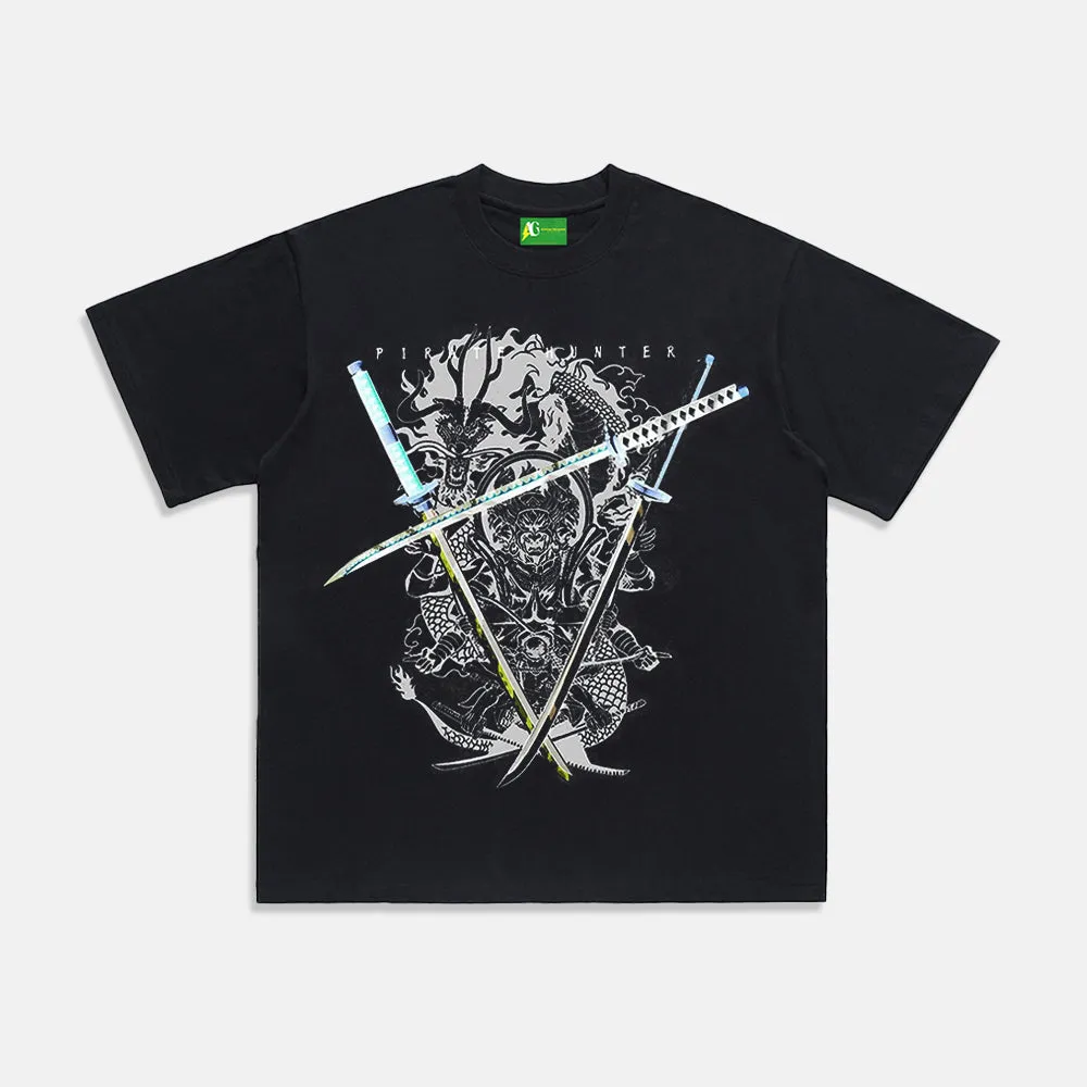 AG® Vintage Anime Three Katana Swords Washed T-Shirt