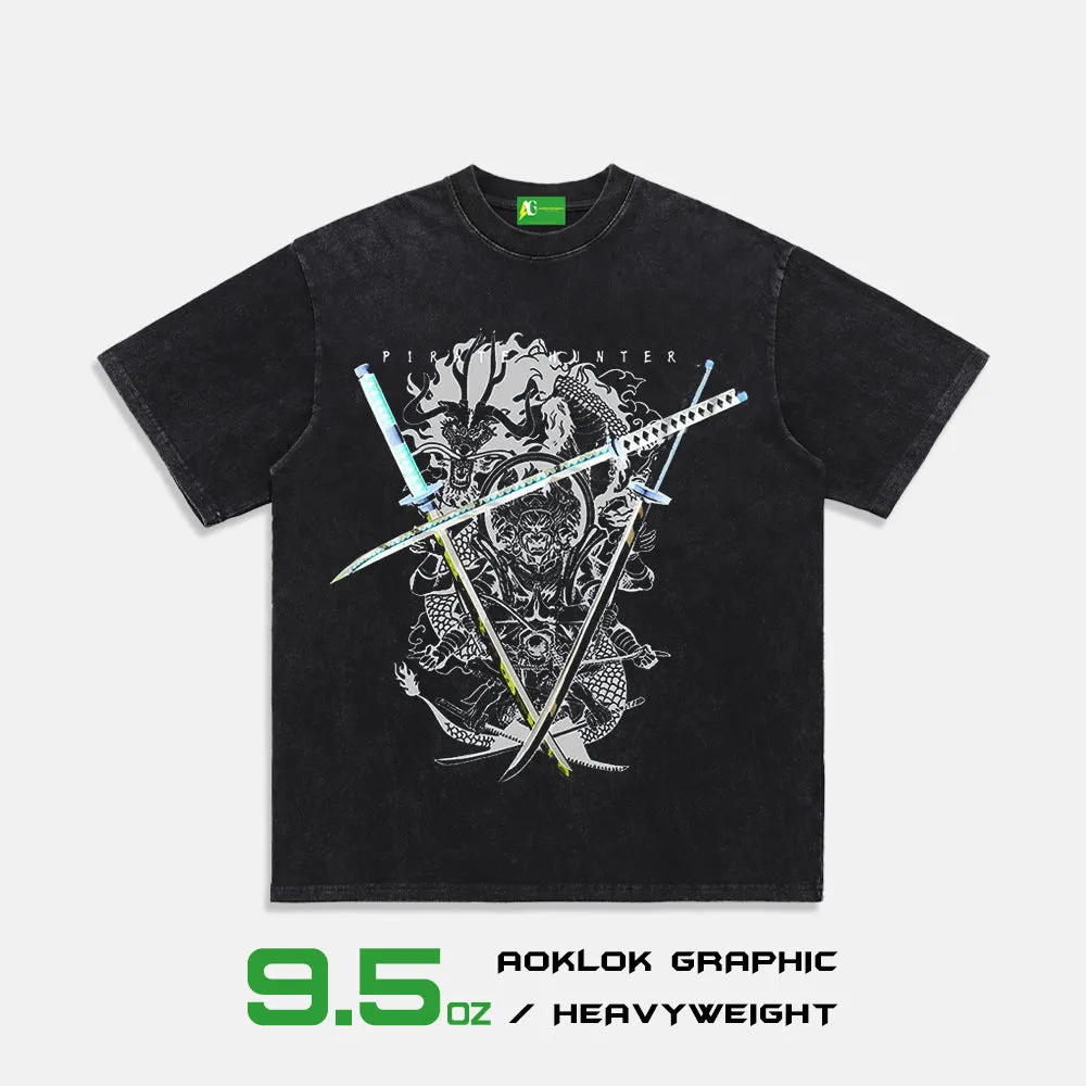 AG® Vintage Anime Three Katana Swords Washed T-Shirt