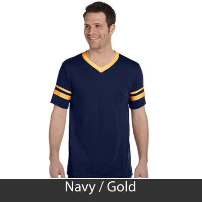 Alpha Gamma Rho V-Neck Jersey with Striped Sleeves - 360 - TWILL