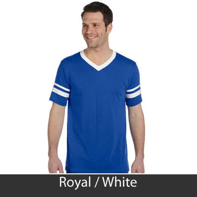 Alpha Gamma Rho V-Neck Jersey with Striped Sleeves - 360 - TWILL