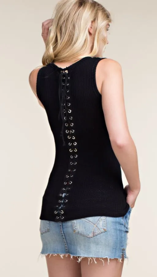 America Skull Laced Back Ultra Soft Tank