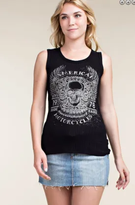America Skull Laced Back Ultra Soft Tank