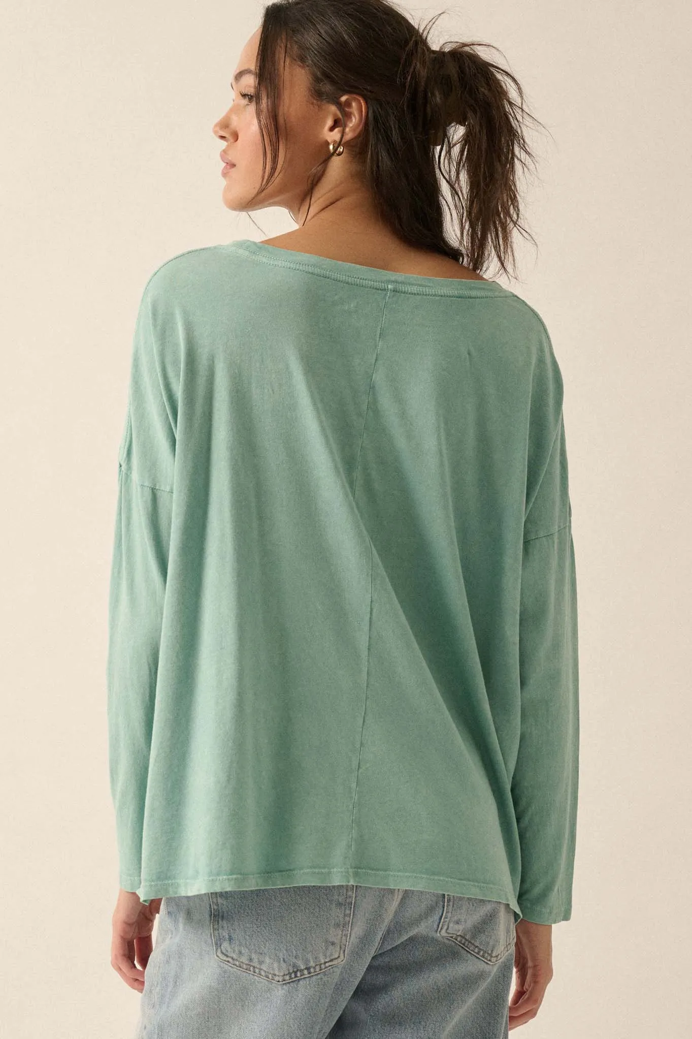 Amore Mio Vintage-Wash Long-Sleeve Graphic Tee