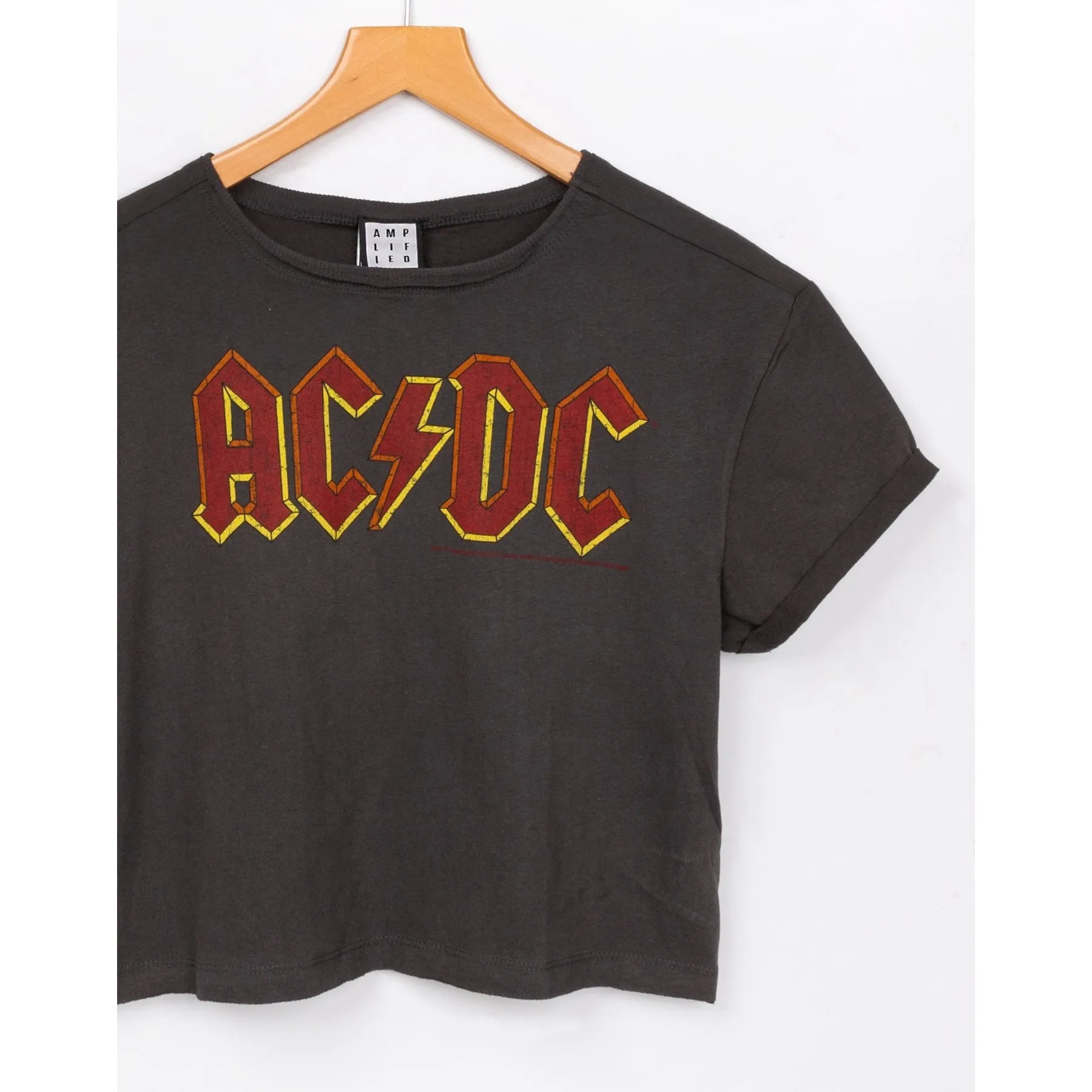 Amplified Womens/Ladies AC/DC Logo Cropped T-Shirt