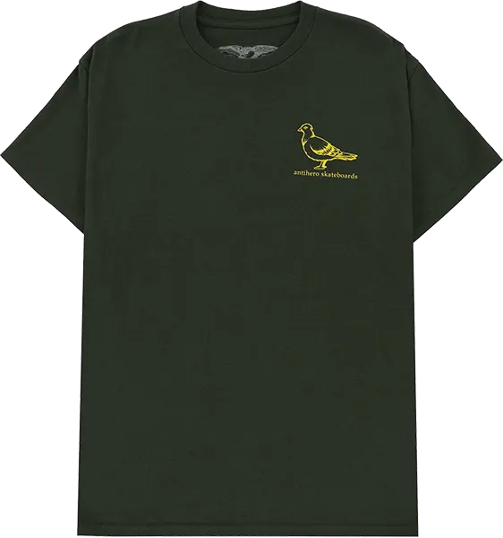 Antihero Basic Pigeon T-Shirt - Size: SMALL Forest Green/Yellow