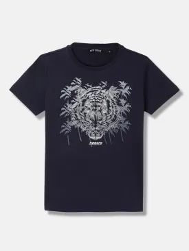 Antony Morato Boys Blue Printed Round Neck Short Sleeves T-Shirt