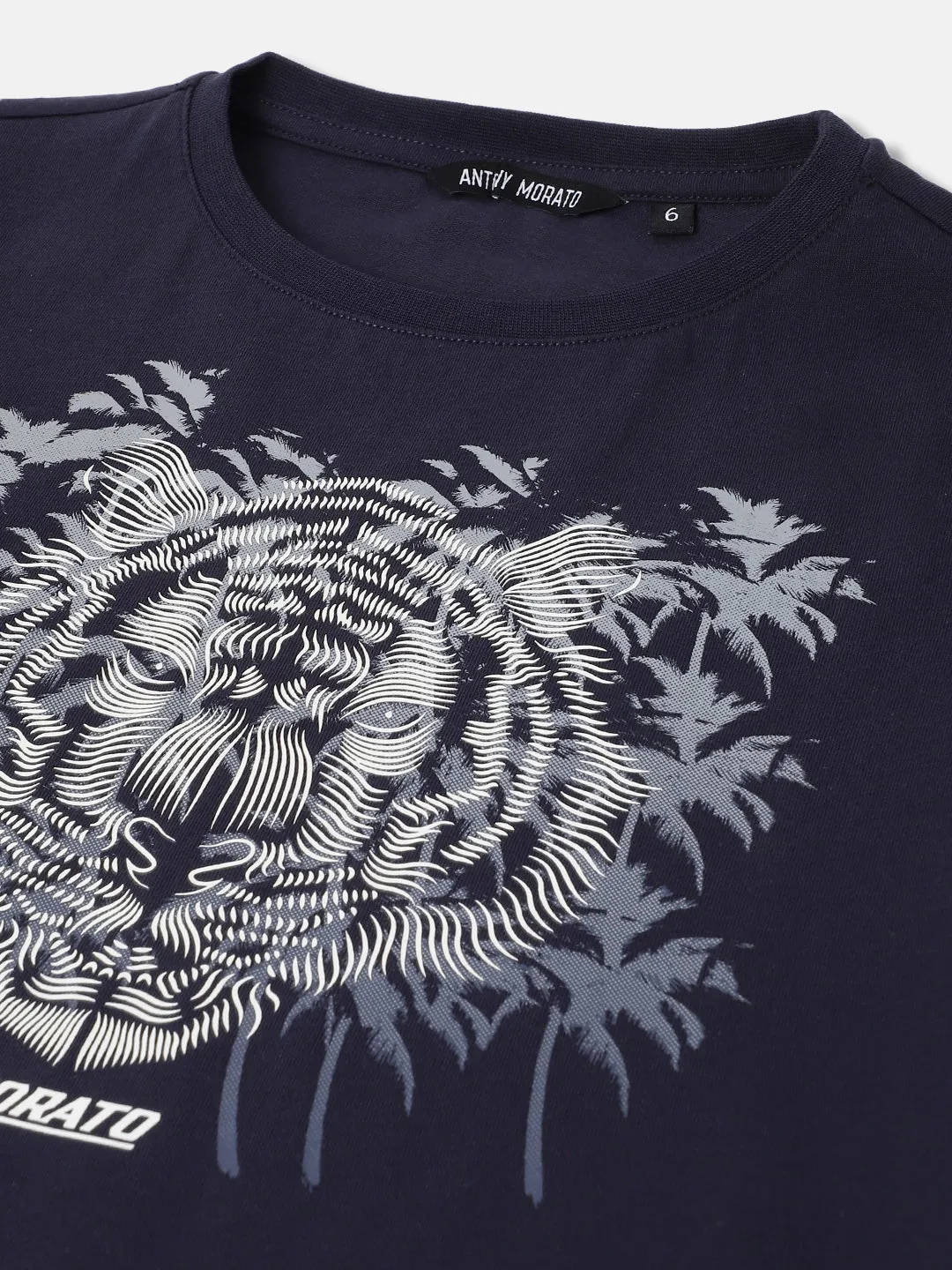 Antony Morato Boys Blue Printed Round Neck Short Sleeves T-Shirt