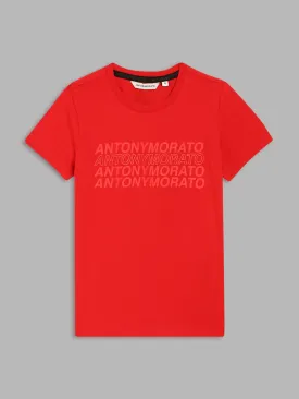 Antony Morato Kids Red Logo Regular Fit T-Shirt