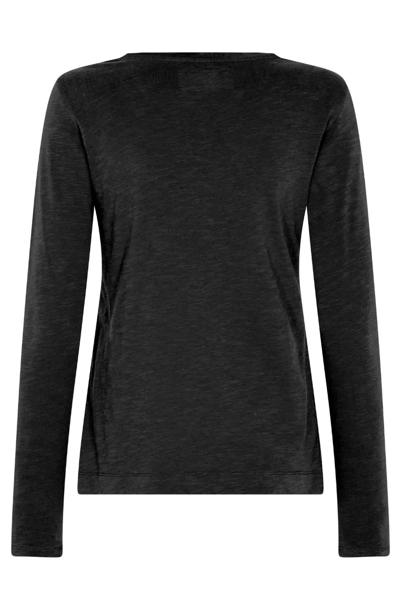 Arden V-Ls Tee | Black | T-shirt fra Mos Mosh